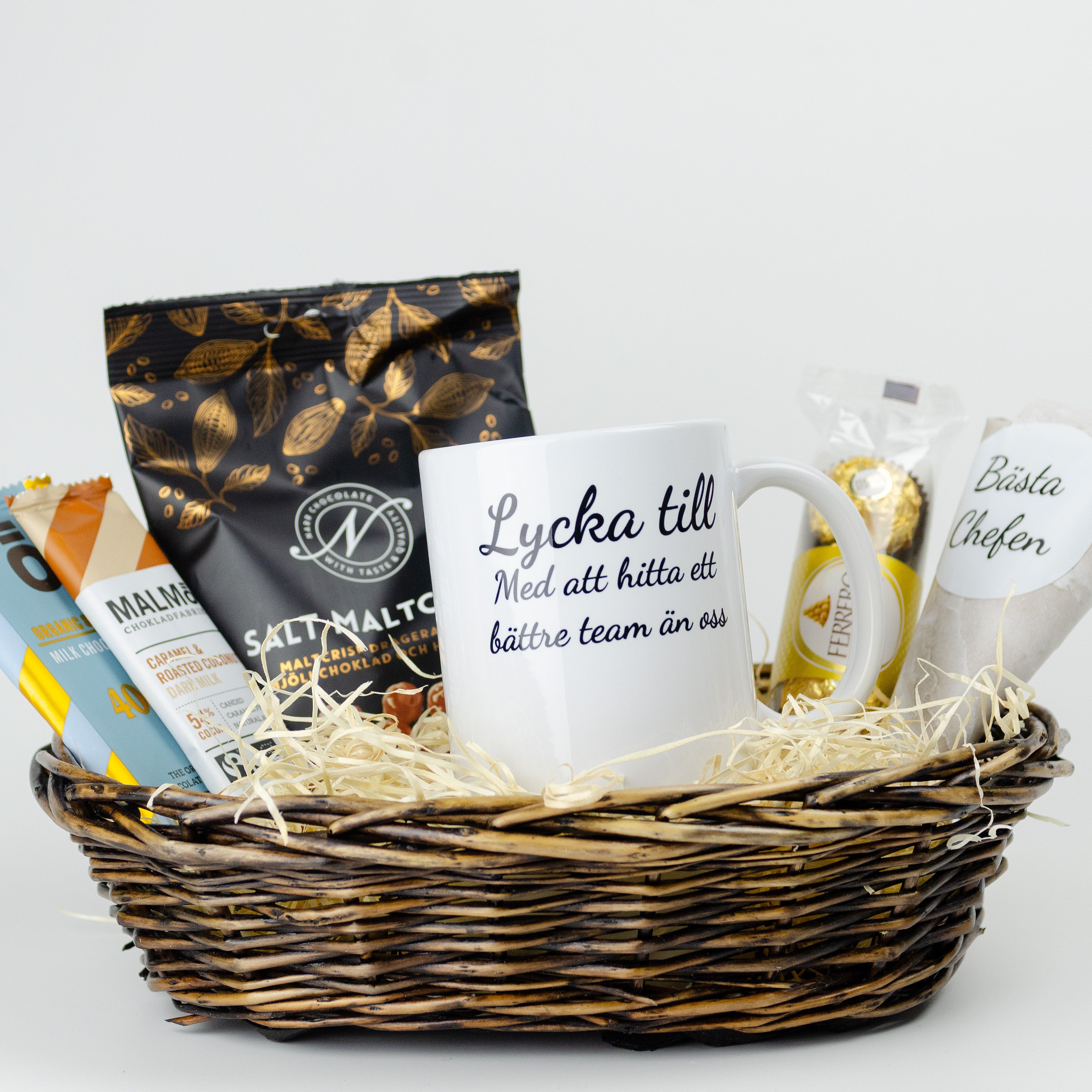 Present till chefen | Lycka till med att hitta ett bättre team än oss | Presentkorg
