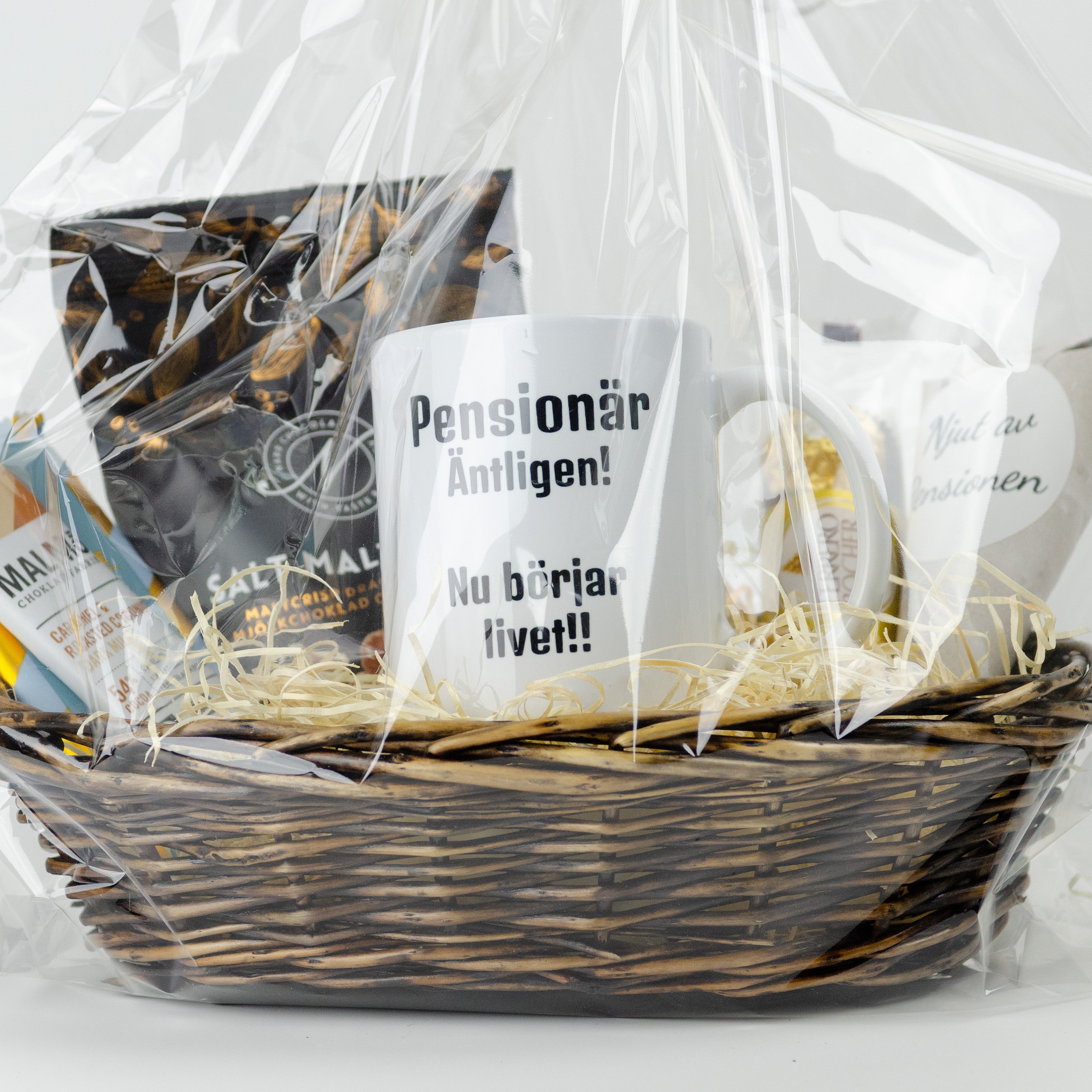 Present till pensionär | Pensionär, äntligen , nu börjar livet | Presentkorg |