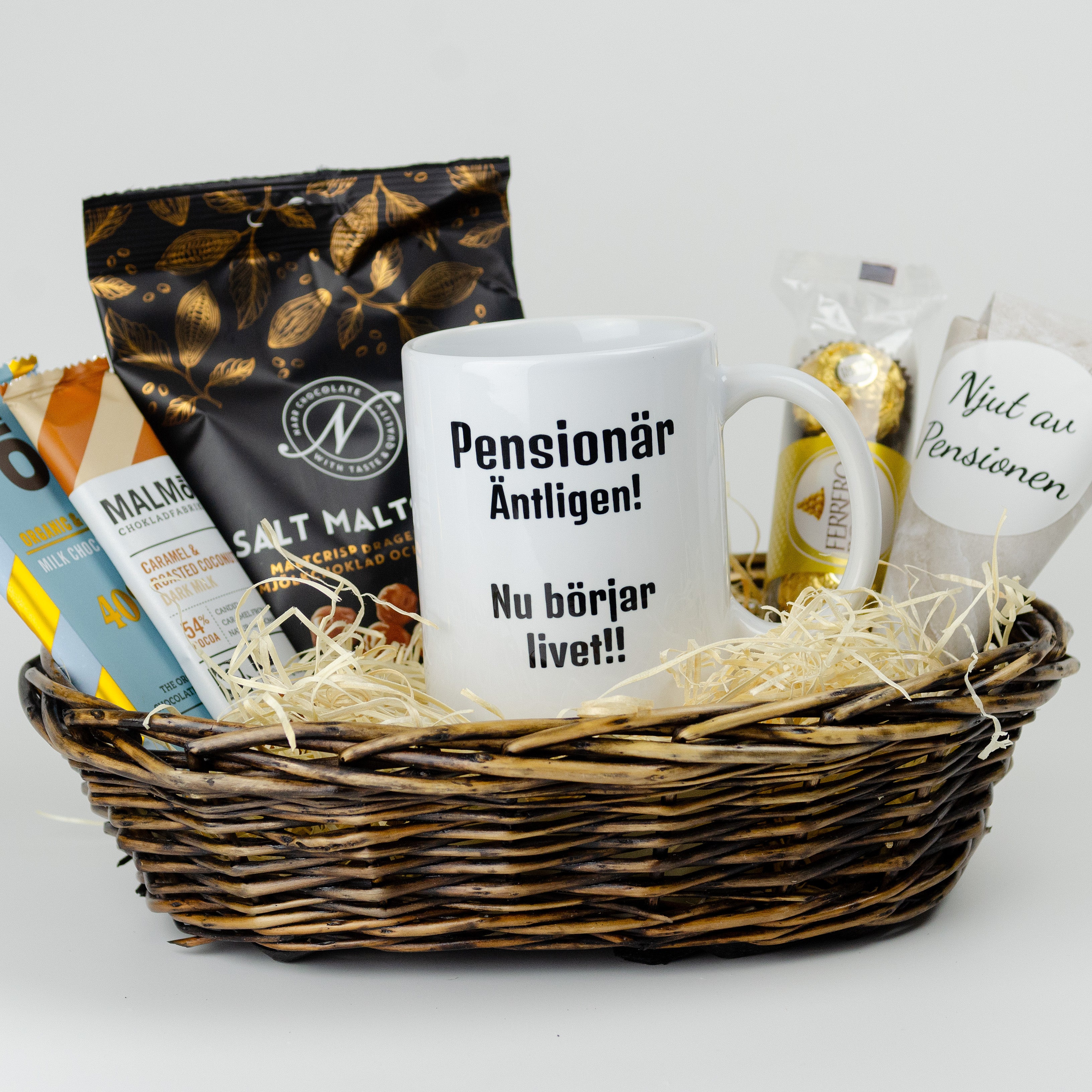 Present till pensionär | Pensionär, äntligen , nu börjar livet | Presentkorg |