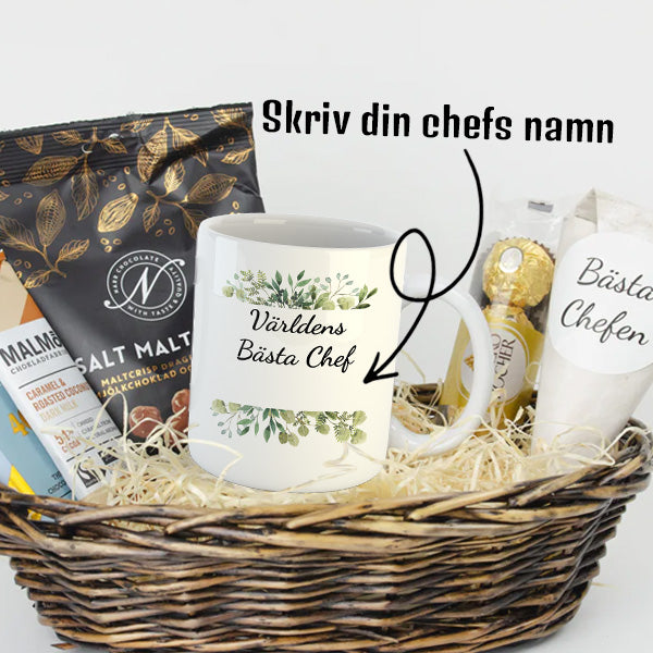 Present till chefen | Världens bästa chef | Presentkorg med eget tryck