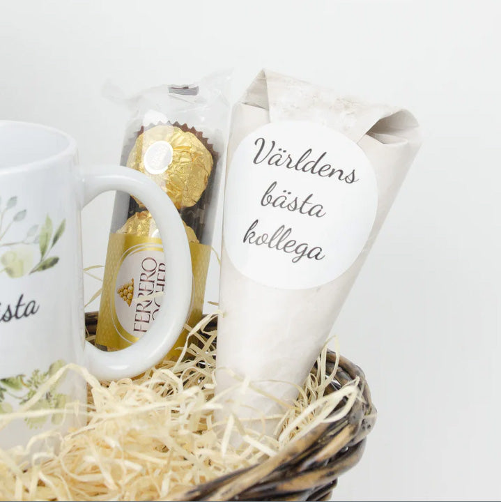 Present till kollega | Världens bästa kollega | Presentkorg med egen text