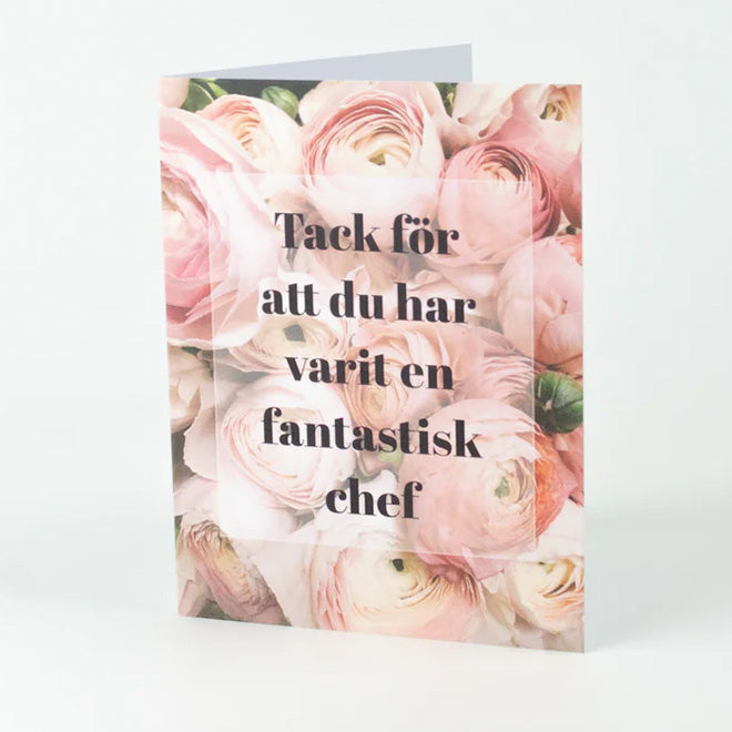 Avtackningskort till chef  |  Tack, för att du varit en fantastisk chef | 14 x 11 cm  | Dubbelvikt kort