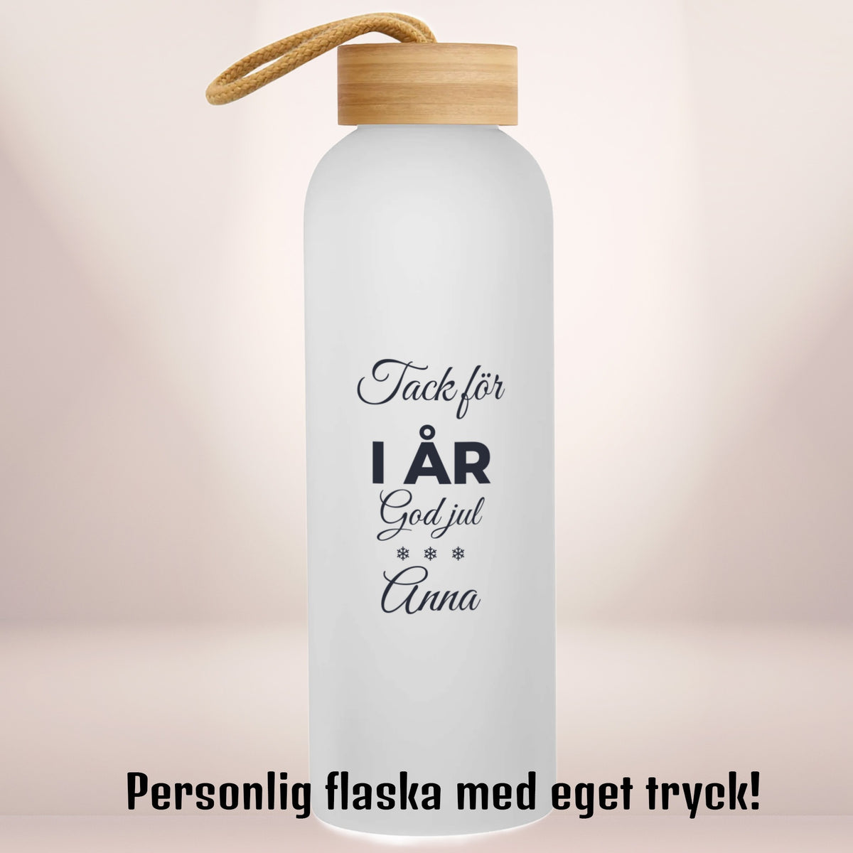 Tack för i år | Personlig vattenflaska med eget tryck | Glasflaska | 750 ml