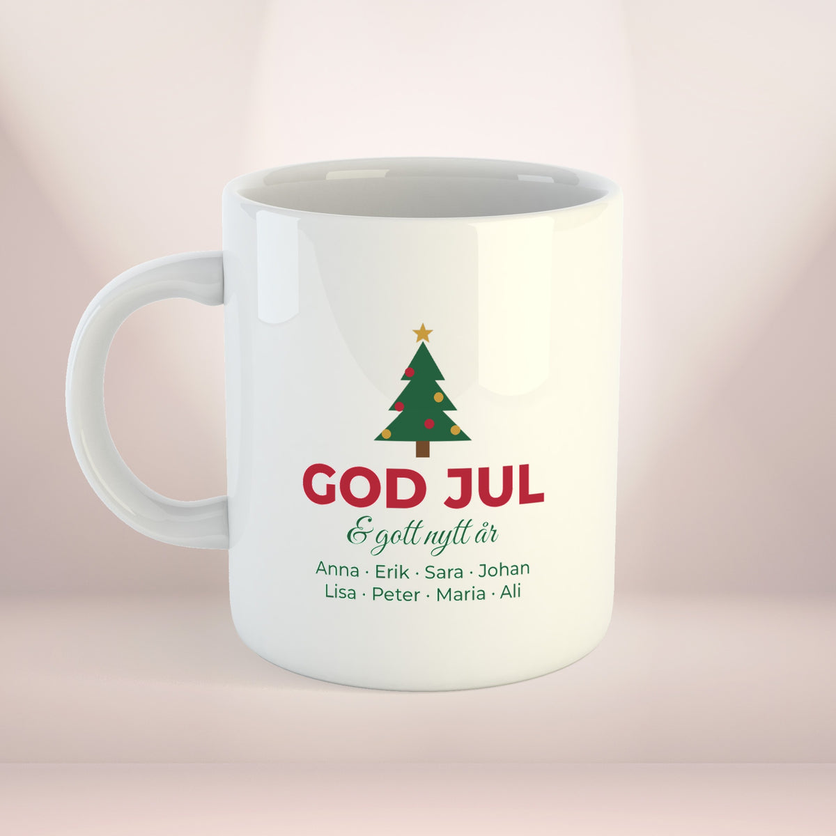 God jul & gott nytt år med julgran | Personlig kaffekopp med eget tryck