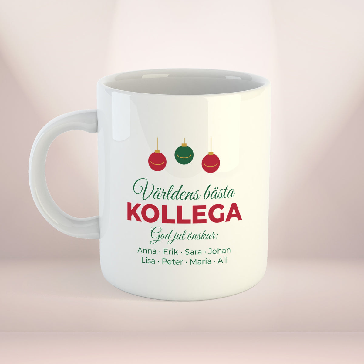 Världens bästa kollega med julkulor | Personlig kaffekopp med eget tryck