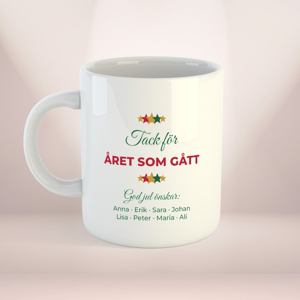 Tack för året som gått med stjärnor | Personlig kaffekopp med eget tryck