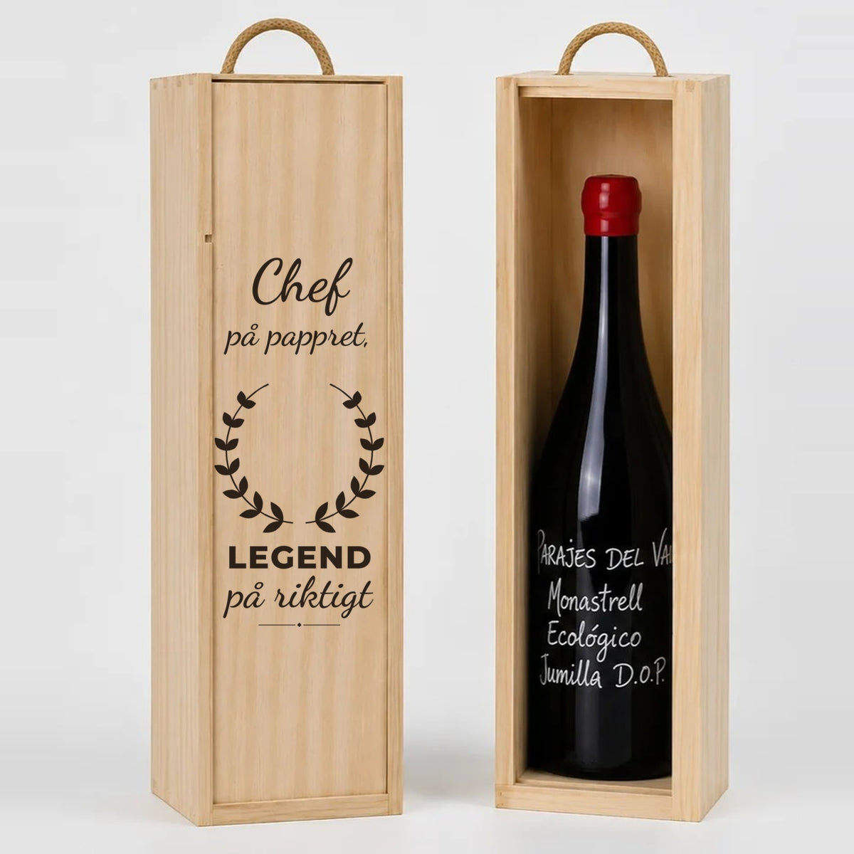 Present till chefen | Vinlåda i trä | Chef på pappret, legend på riktigt