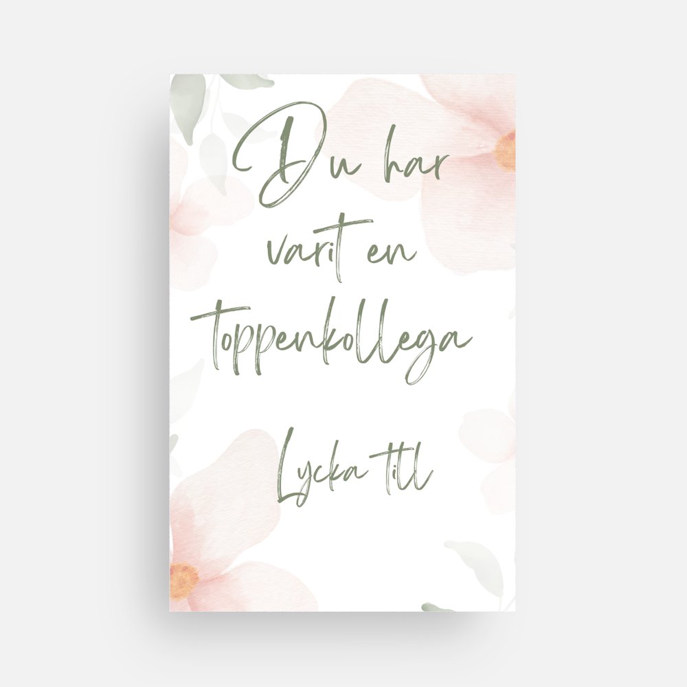 Avtackningskort till kollega | Du har varit en toppenkollega lycka till| 22 x 14 cm | Stort kort