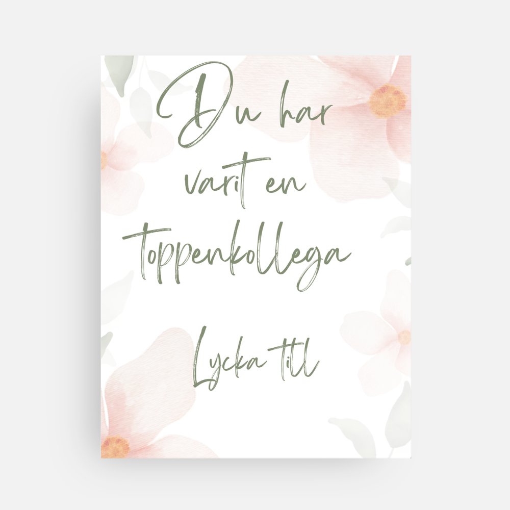 Avtackningskort till kollega | Du har varit en toppenkollega, lycka till | 14 x 11 cm