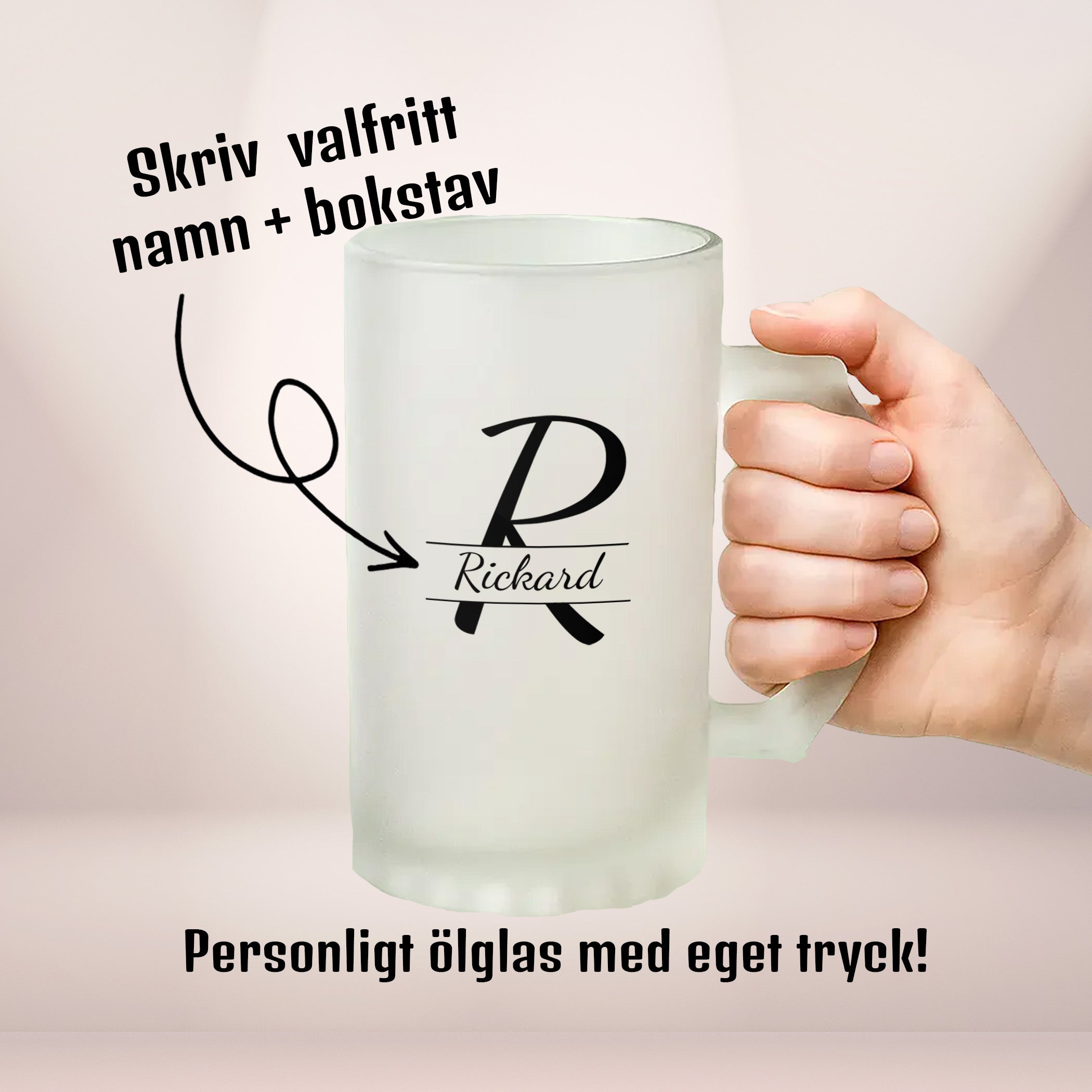 Namn + bokstavs ölglas | Ölglas med eget tryck