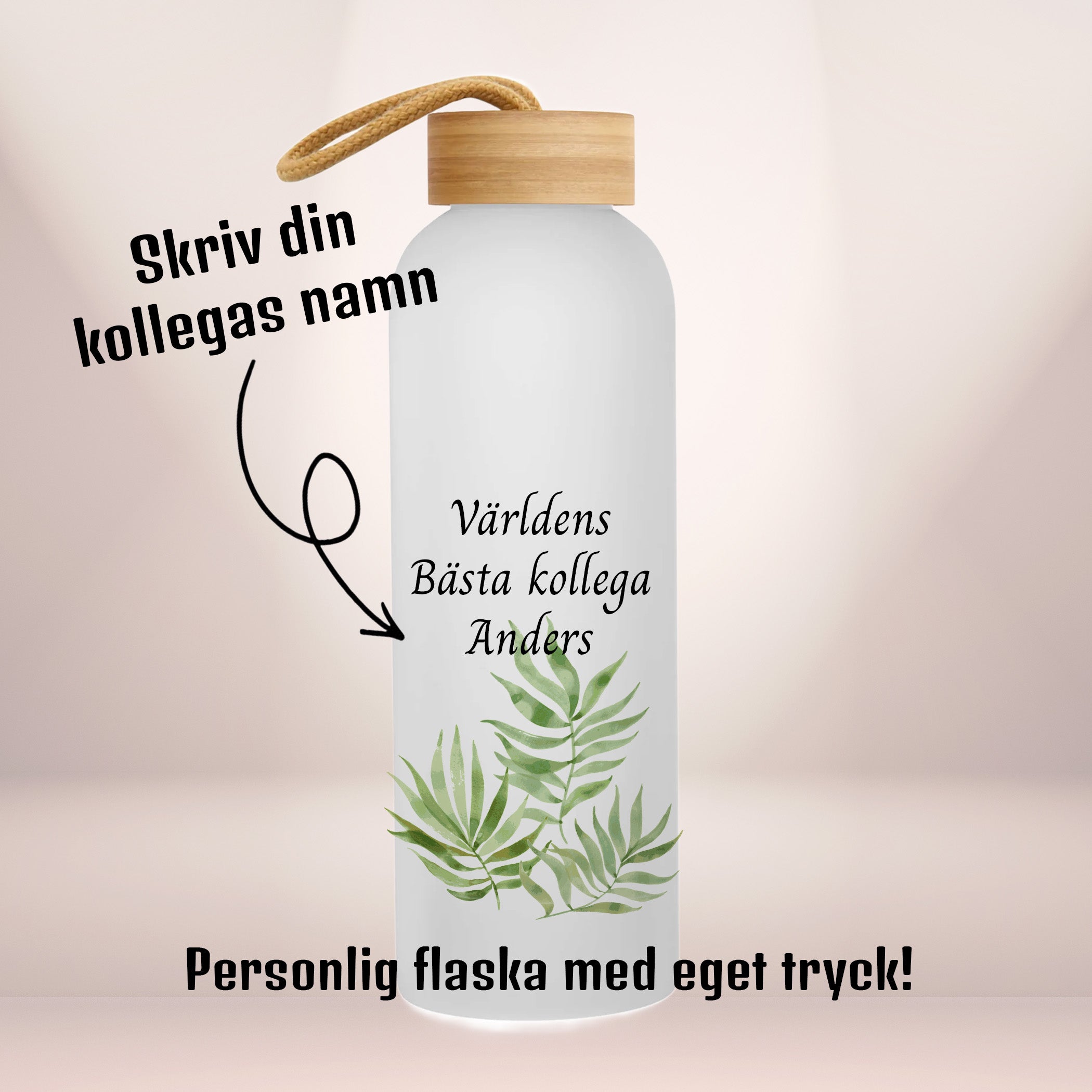 Världens bästa kollega | Personlig vattenflaska med eget tryck | Glasflaska | 750 ml