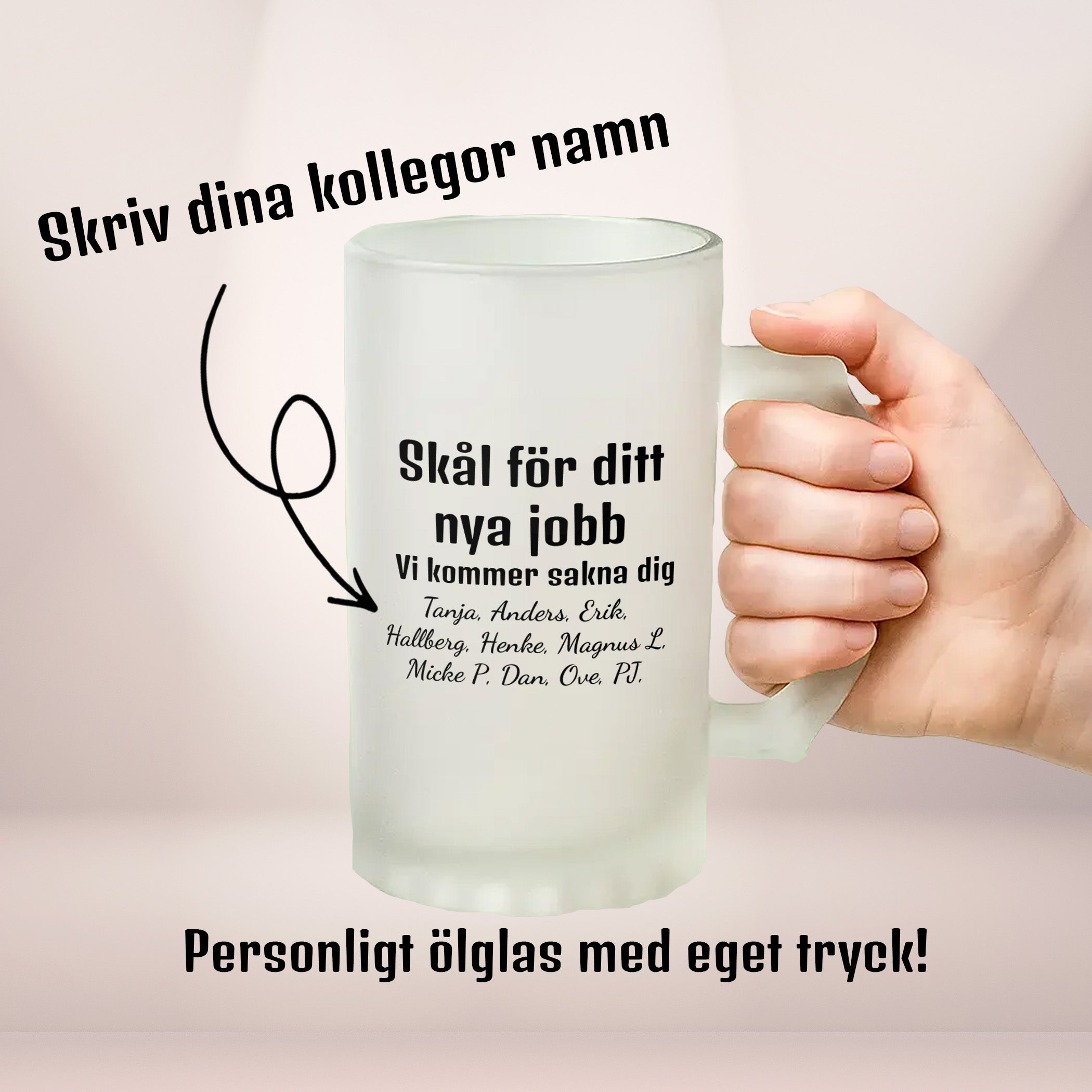 Skål för ditt nya jobb, vi kommer sakna dig | Ölglas med eget tryck