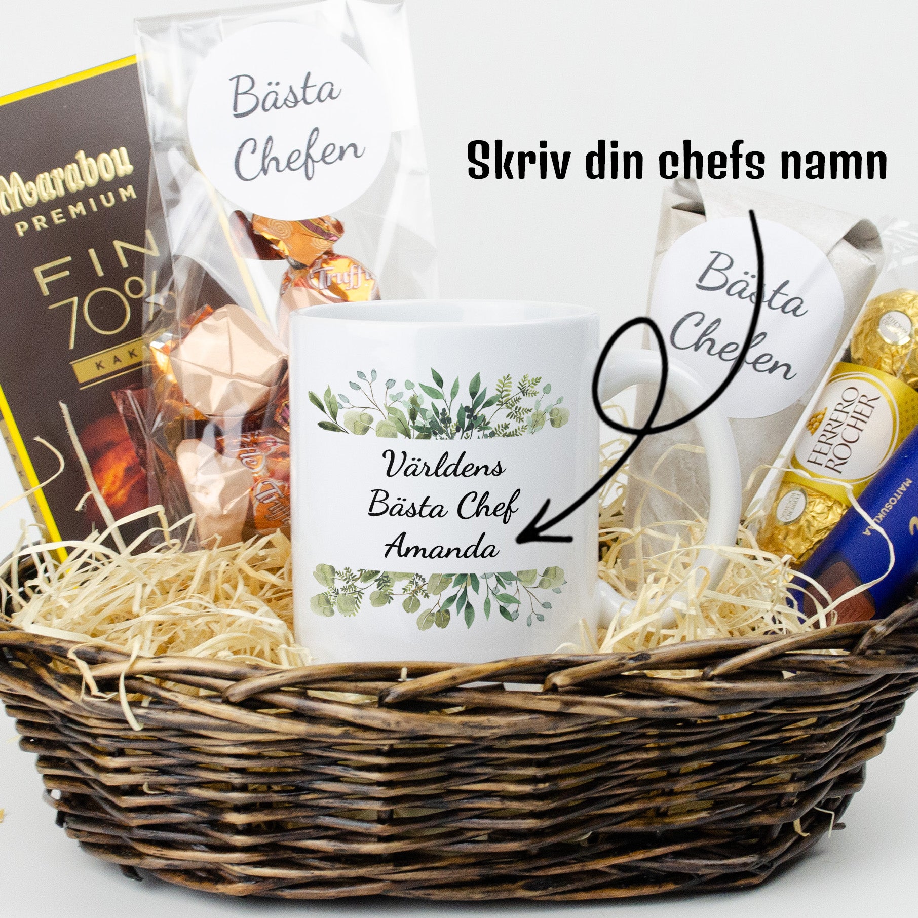 Present till chefen |  Världens bästa chef  |  Presentkorg med eget tryck