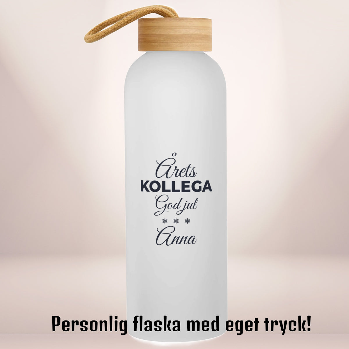 Årets kollega – God jul | Personlig vattenflaska med eget tryck | Glasflaska | 750 ml