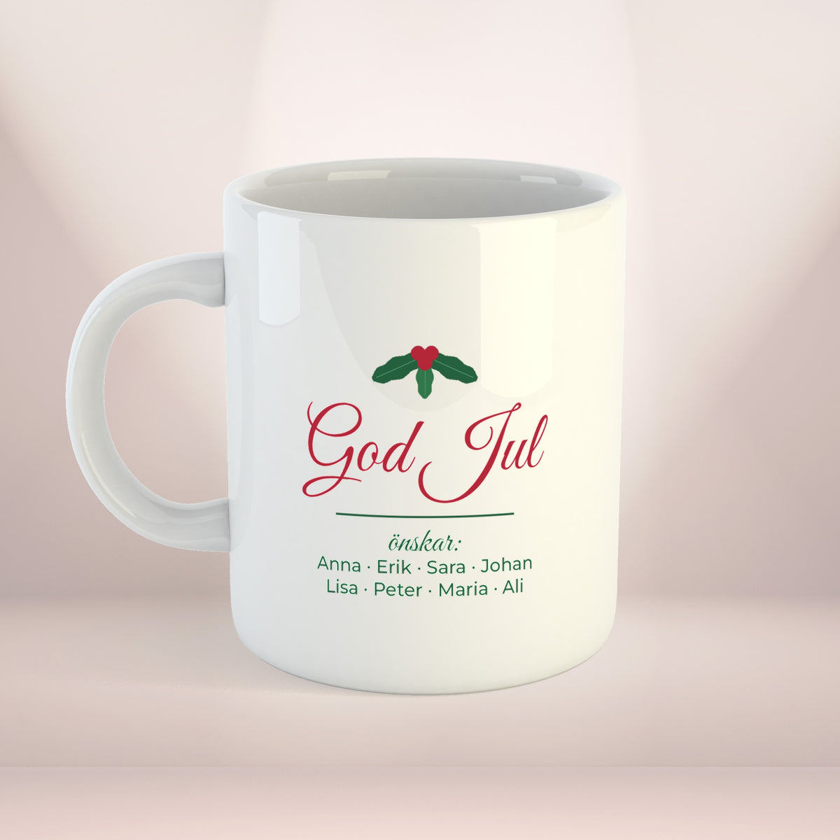 God Jul med järnek | Personlig kaffekopp med eget tryck