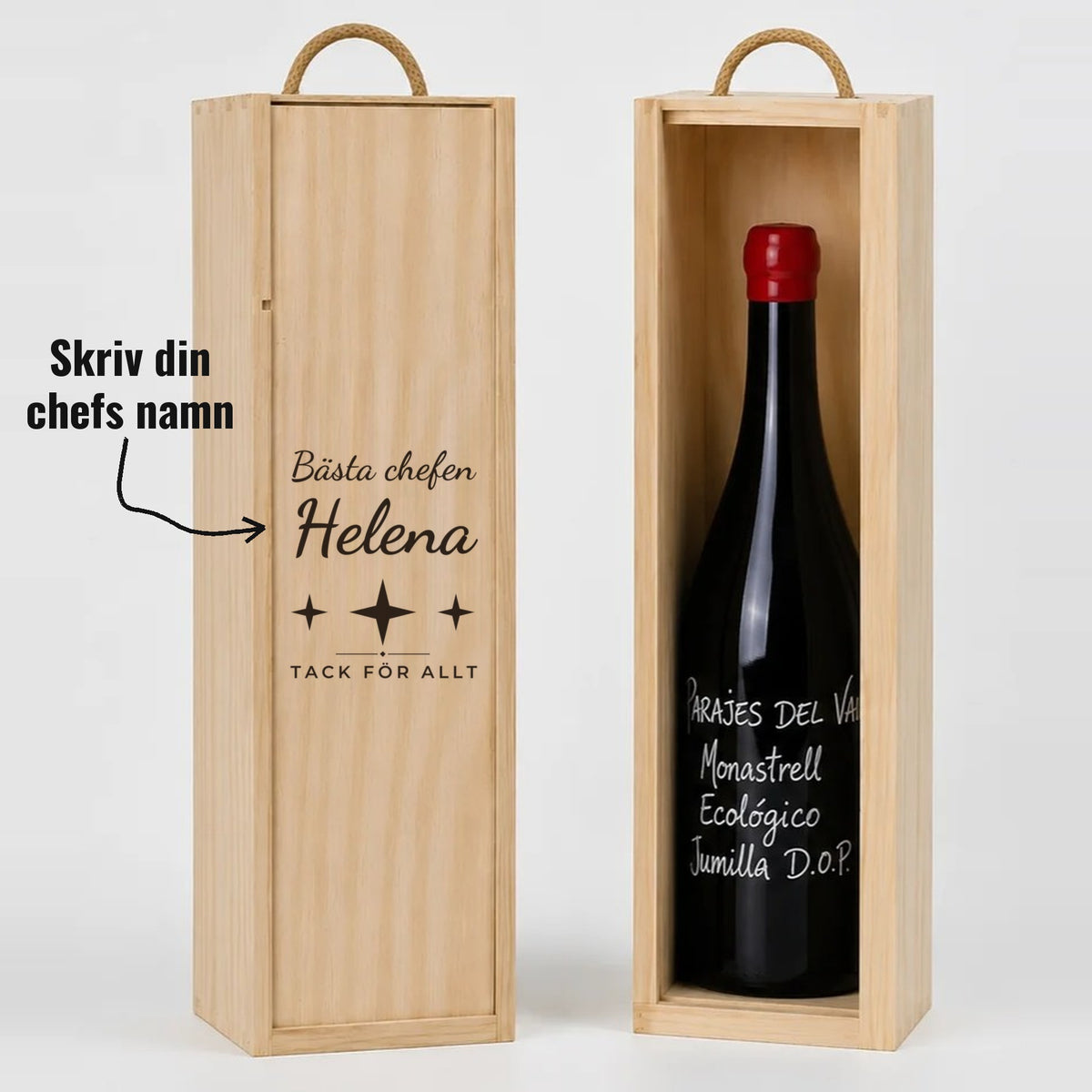 Present till chefen | Vinlåda i trä | Bästa chefen | Med eget namn