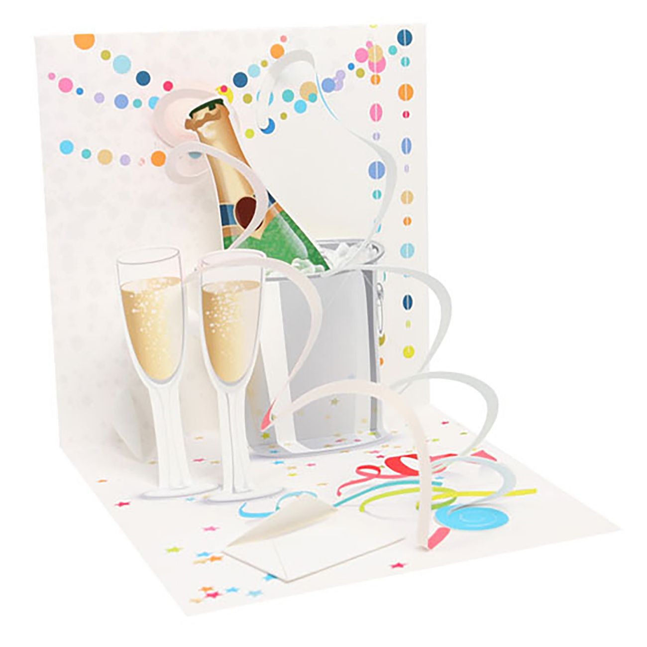 Kort till avtackning kollega " Pop-Up Kort Champagne "  13 x 13 cm