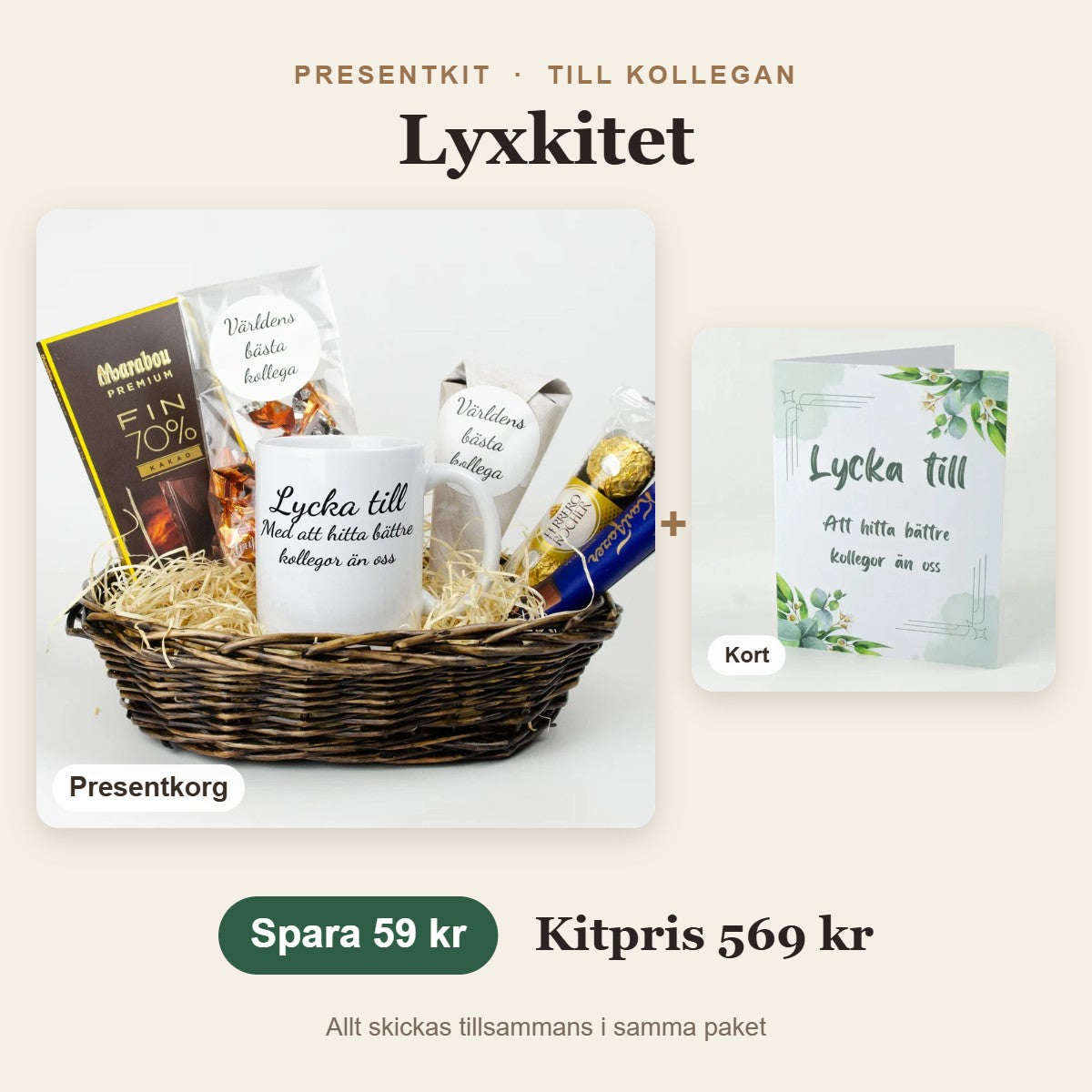 Presentkit till kollegan – Lyxkitet med presentkorg, kort