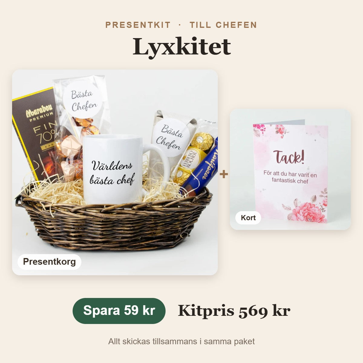Presentkit till chefen – Lyxkitet med presentkorg, kort