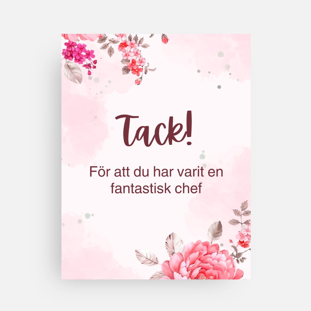 Kort till avtackning kollega "Tack, för att du varit en fantastisk chef"  13,9 x 10,7 cm