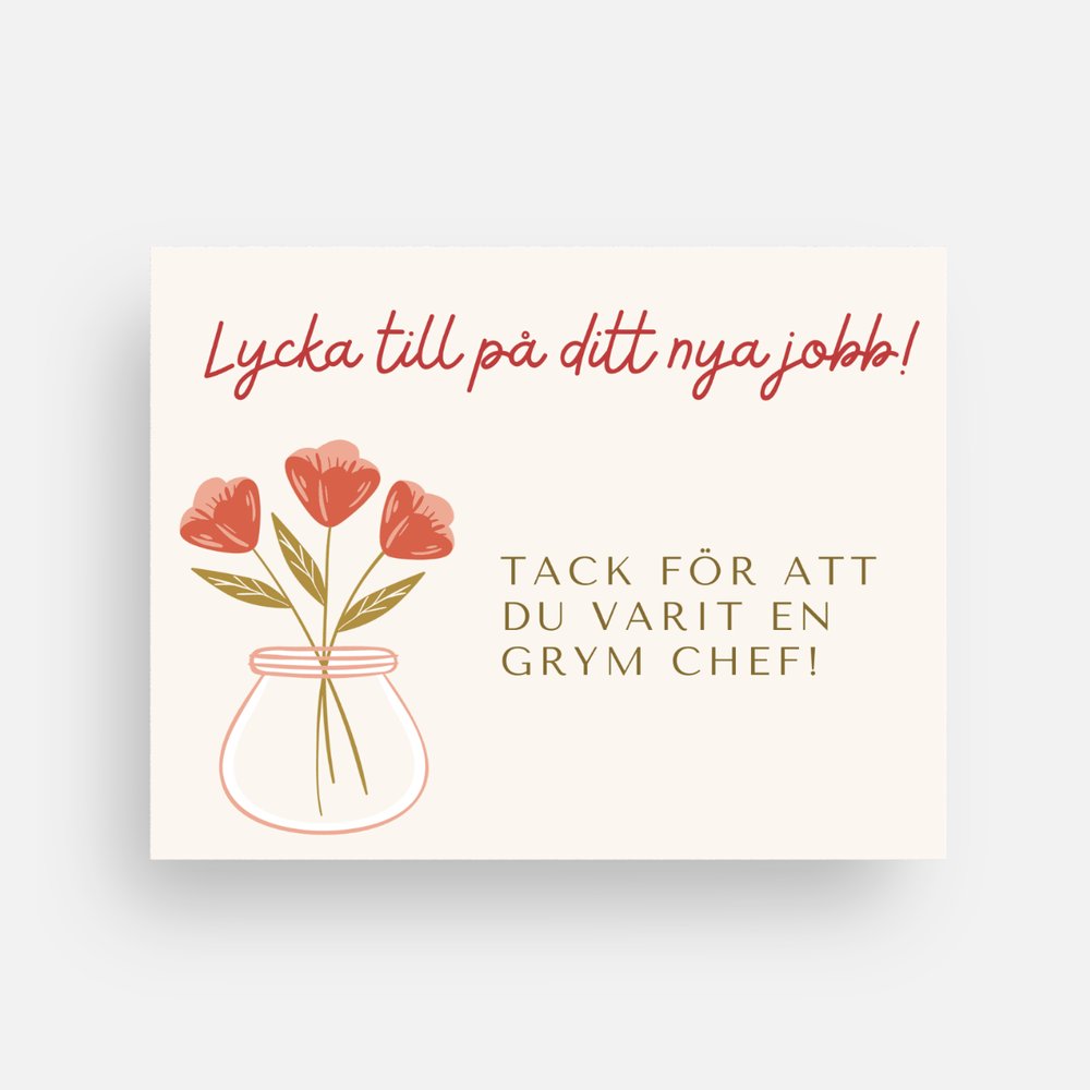 Kort till avtackning chef  " Tack "  13,9 x 10,7 cm