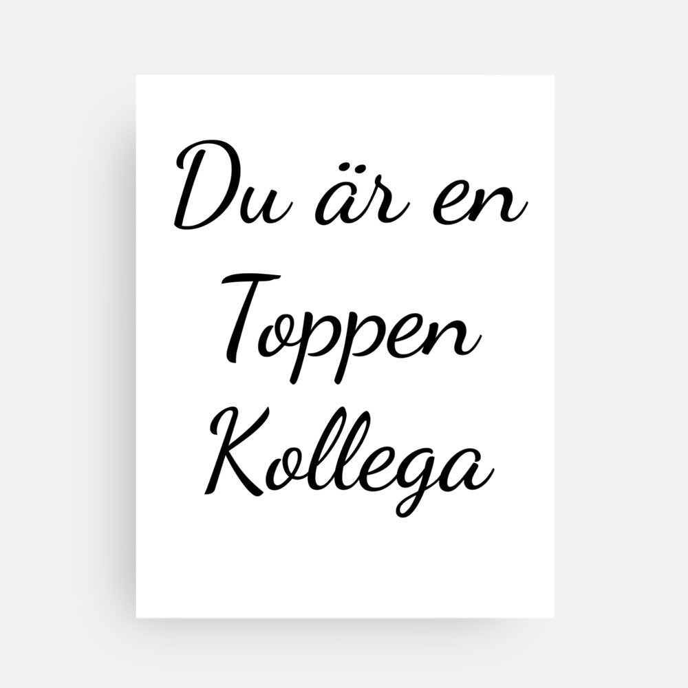 Kort till avtackning kollega " Du är en toppen kollega"  13,9 x 10,7 cm