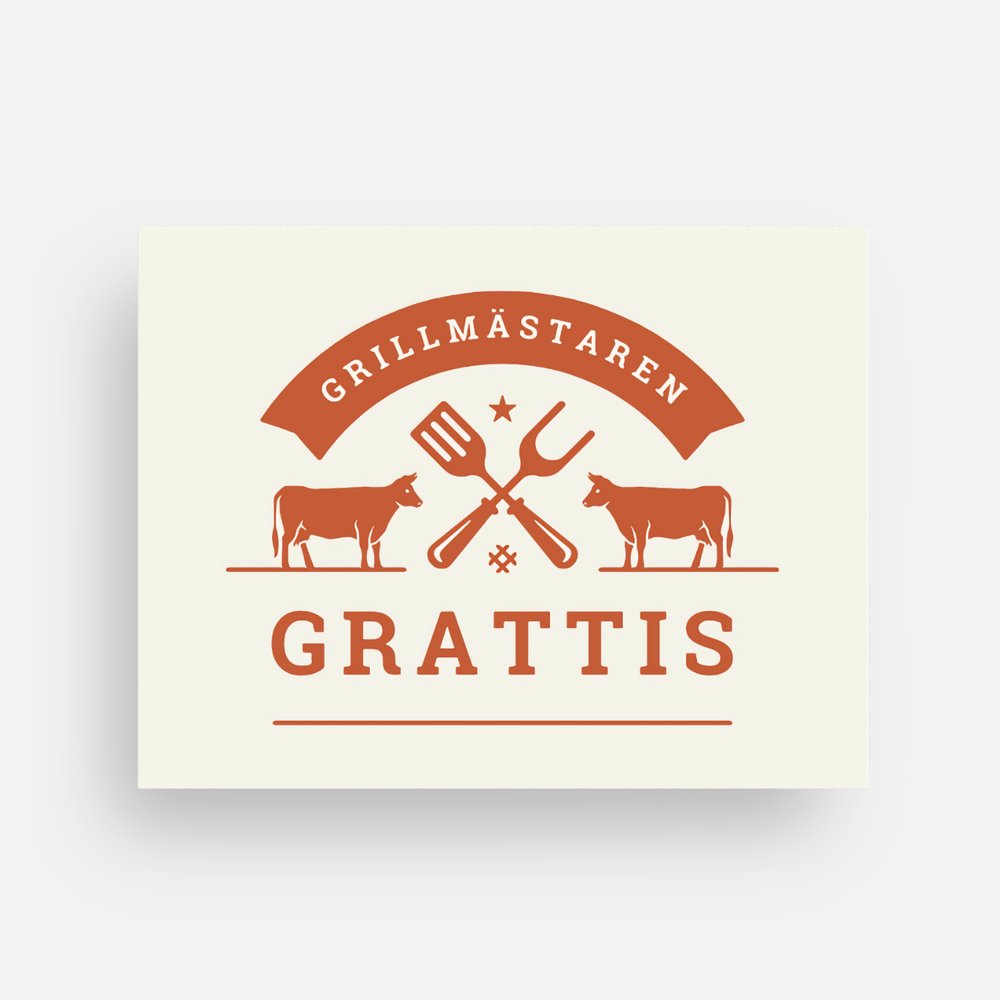 Kort till avtackning Kollega  " Grillmästaren "  13,9 x 10,7 cm